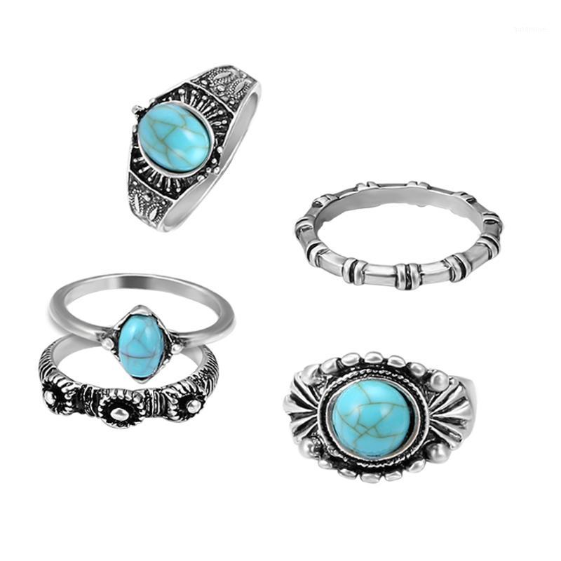 

5pcs Women Men Gothic Antique Ring Set Punk Thumb Ring Kit for Hands Finger Decoration (Antique Silver)1