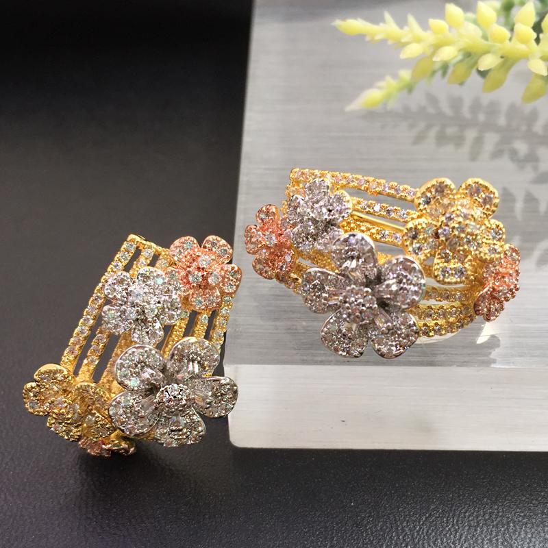 

Lanyika Fashion Jewelry Shiny Blossoming Elegant Zircon Earrings Stud Micro Pave Engagement Romantic Bridal Earring Best Gift