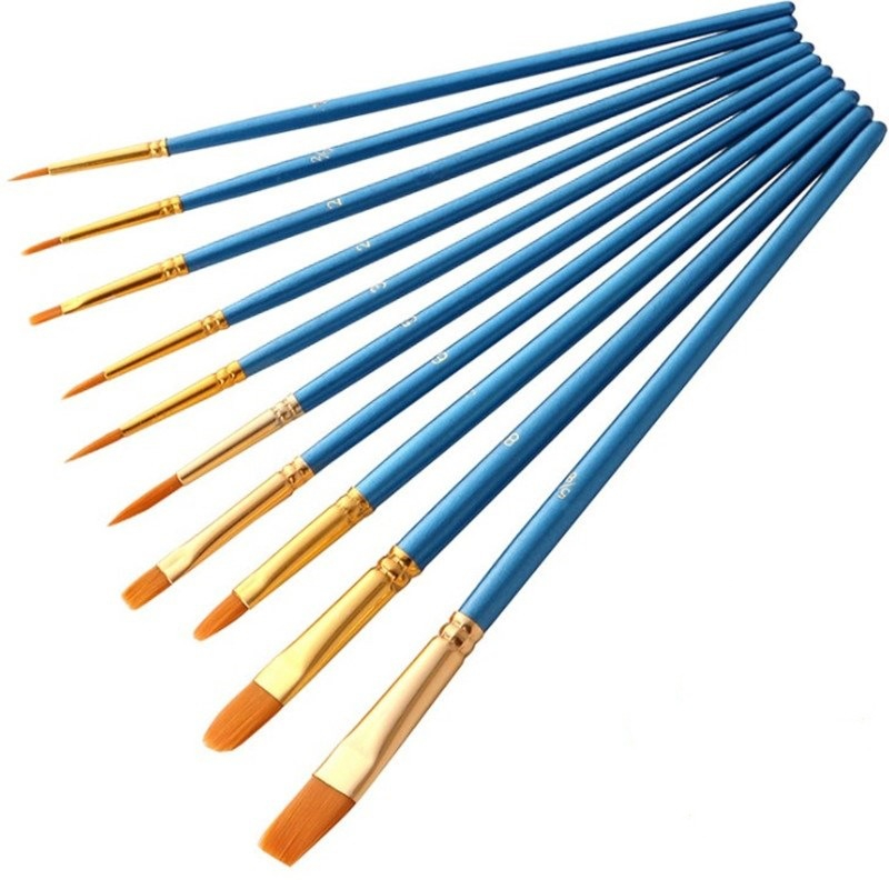 

10Pcs/set Paint Brushes Round Pointed Tip Nylon Hair Artist Paintbrushes for Acrylic Oil Watercolor,Face Nail Art,Fine Detail JK2101XB