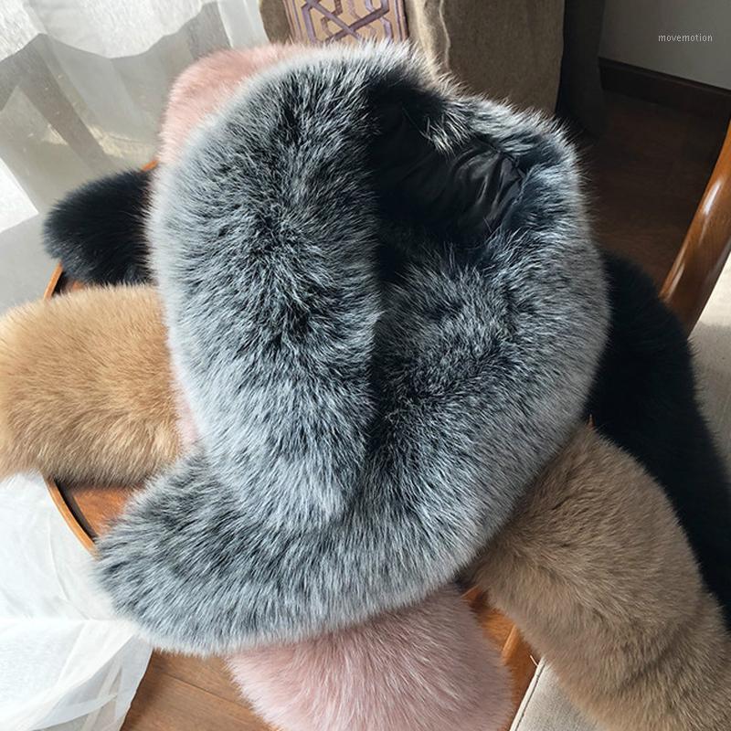 

New Natural Real Fur Collar For Women Neck Warm Thick Fur Scarf 80CM Winter Genuine Scarves With clip Shawl Muffler1