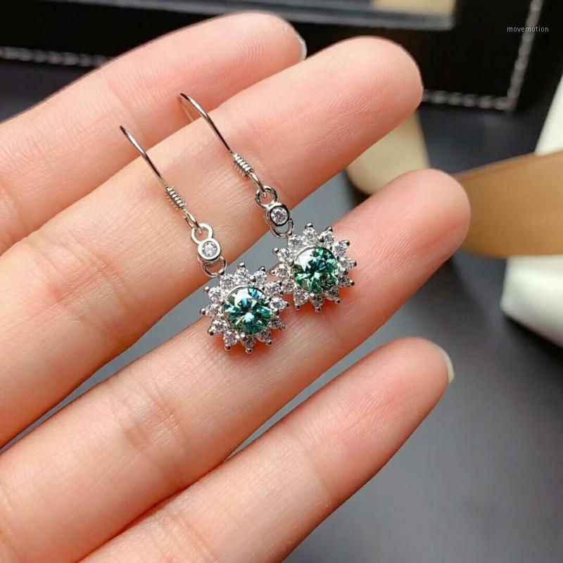 

MeiBaPJ Top Quality 5mm Moissanite Sun Flower Drop Earrings 925 Sterling Silver Fashion Ear Dtuds Fine Jewelry for Women1