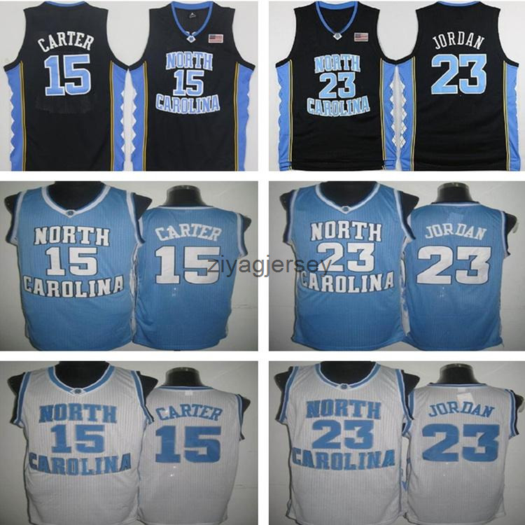 

NCAA North Carolina Tar Heels 23 Michael Vince Carter 15 Jersey Mens UNC College Basketball Jerseys Black White Blue University Wears