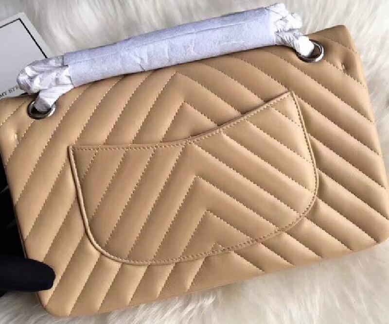 

Realfine Bags 5A 25.5cm Classic Flap Handbag Lambskin Quilted Caviar Leather Shoulder Handbags For Women with Dust bag Caviar Calfskin