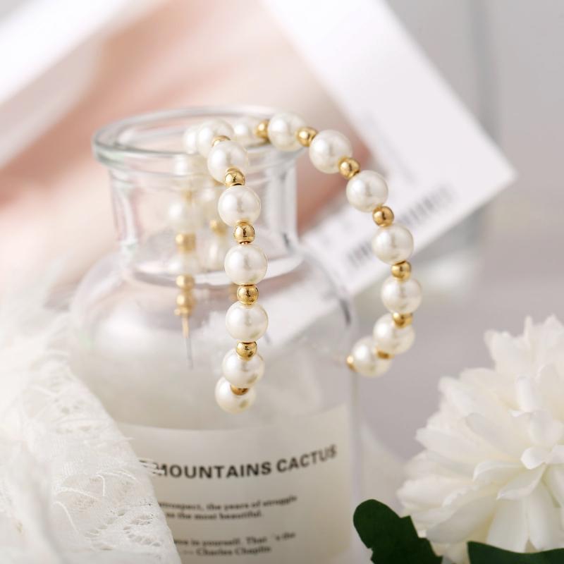 

2020 New Retro synthetic pearl large earrings simple metal ball earrings wholesale