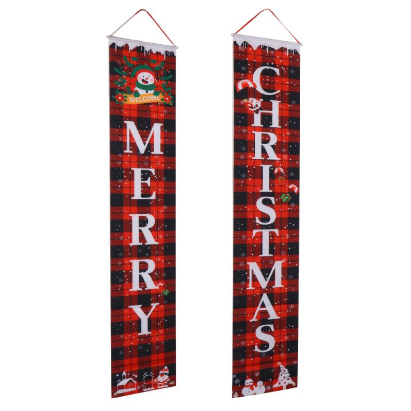

1 Pair Christmas Couplets Adornment Hanging Banners Wall Banners Decoration, Assorted color