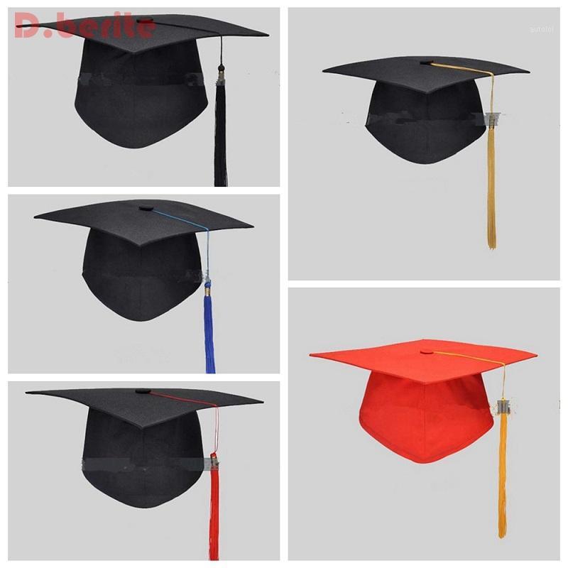 

New Black Mortar Board Adults Academic Tassels Bachelors Master Graduation Costume University Hat Cap For School Student QDD93911, Black fringe only