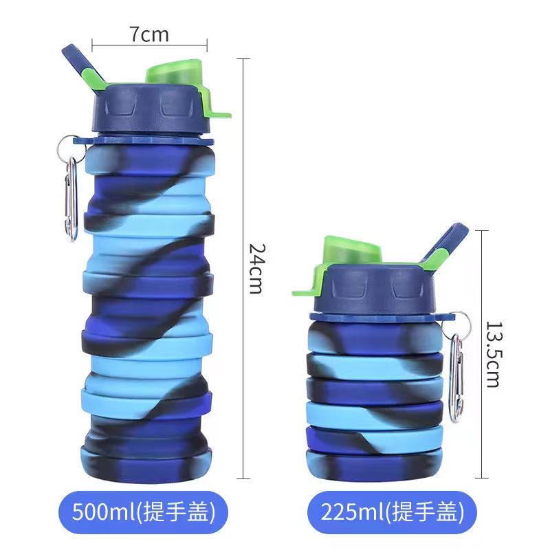 

2021 new silicone foldable sports kettle new handle cover camouflage outdoor fitness portable foldable cup 500ml555, Customize