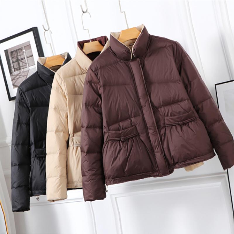 

SEDUTMO Winter Vintage Duck Down Coat Women Short Oversize Jacket Autumn Casual Pocket Warm Parkas ED1407, Black