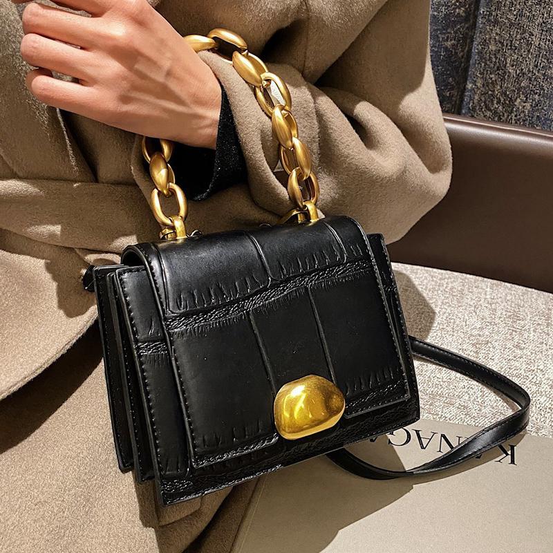 

Handbags and Purses 2021 Women's Winter Fashion Mini Shoulder Chain PU Leather Flap Crossbody Bag, Black shoulder bags