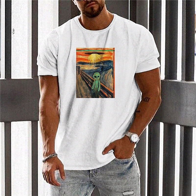 Men's Unisex T shirt Hot Stamping Graphic Prints Oil Painting Crew Neck Casual Daily Print Short Sleeve Tops Basic Designer Big and Tall Whi