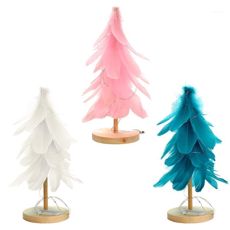

Feather Christmas Tree Ornament with LED Light Adornment Desktop Xmas Decoration 951