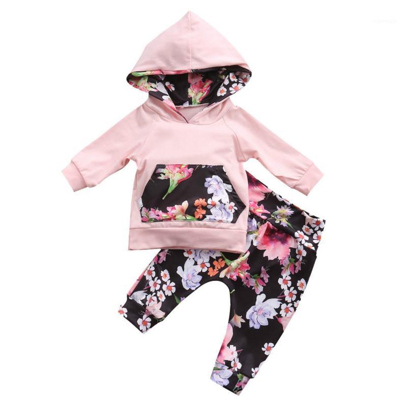

Newest Autumn Fashion Infant Kids Newborn Baby Girls Clothes Hooded Long Sleeve Tops T-shirt Floral Legging Pant Outfit Cute Set1, Pink