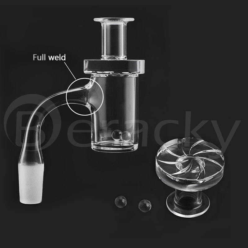 

Newest 25mmOD Beveled Edge Full Weld Quartz Banger With Quartz Carb Caps & Terp Pearls 10/14/18mm Male Female For Glass Water Bongs