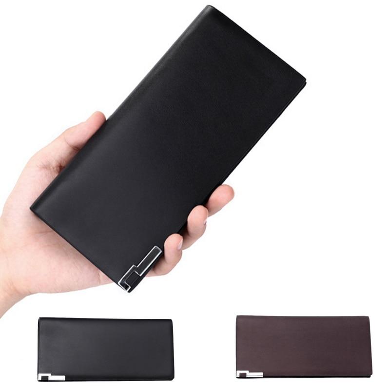 

men's wallet Thin clutch Long porte feuille homme leather solid soft carteira masculina wallets money bag 2020 man pocket purse, Black