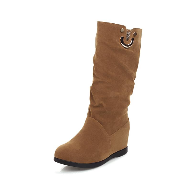 

Med Heel Boots Shoes Boots-Women Winter Footwear Round Toe Elegant Over-the-Knee Rubber Autumn Ladies Large Size 2020