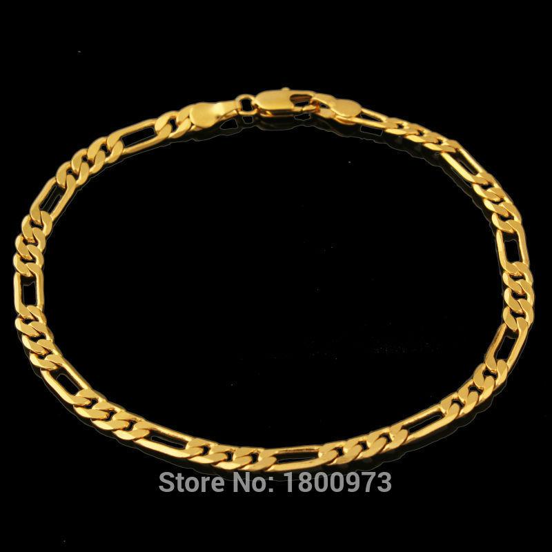 

Gold Color 3 MM Link Chain Bracelets Bangles Men Jewelry Classic Figaro Chain Bracelet Fashion Jewelry Wholesale