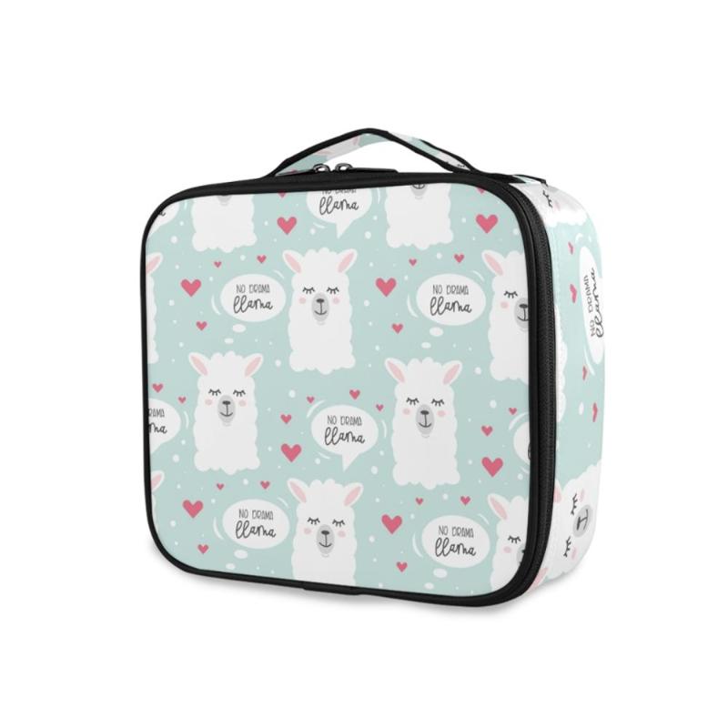 

Beautician Necessary Layer Cosmetic Bag Box Women Beauty Vanity Make Up Tools Organizer Case Alpaca Travel Toiletry Wash Storage, 01