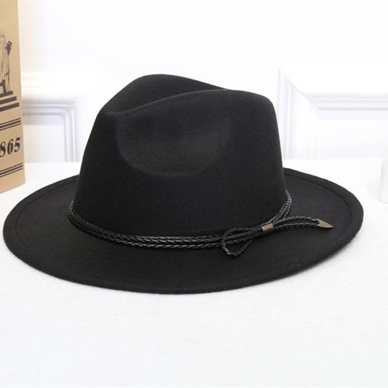 

Simple Women Men Wool Vintage Crushable Wool Felt Hat With Wide Brim Gentleman Elegant Lady Winter Autumn Jazz Caps #YJ, Black
