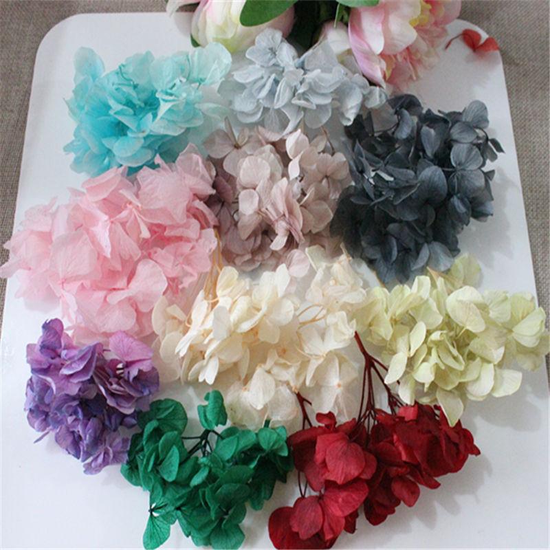 

High Quality Eternal Dried Flower Hydrangea Artificial Flower Bride Wedding Decoration DIY Clip Art Fake, Purple