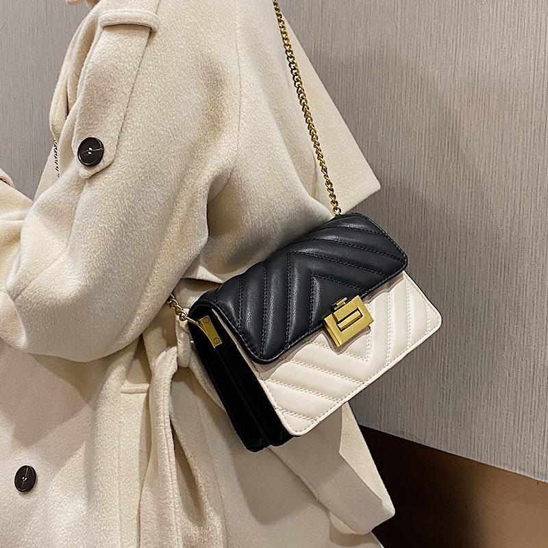

Vintage Square Small Crossbody Bag 2020 Fashion New High Quality PU Leather Women's Designer Handbag Shoulder Messenger Bag, Black
