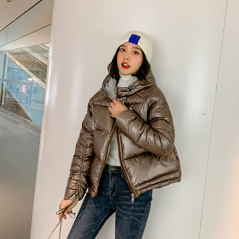 

2021 Winter Jacket of Women Parkas Thicken Outerwear Jackets with Short Female Hood Thin Cotton Basic Padded Tops C7dh, Brown