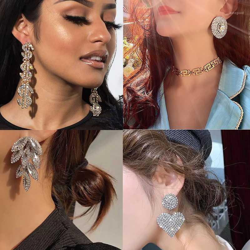 

Dangle & Chandelier AENSOA Punk Full Fashion Rhinestone Drop Earrings For Women Shiny Crystal Geometric Money Luxury Jewelry1