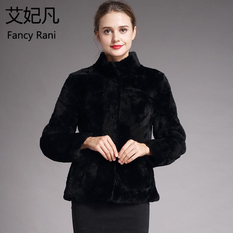 

Real sheep skin genuine black woman's jacket winter wear women's wool warm sheep shearing jacket mandarin outercoat, As pic