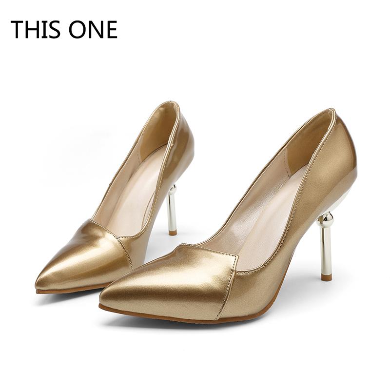 

Women shoes 9cm High Heel Women Pumps Sexy Office Lady Shoes Pointed Toe Classic Size 35-48 High heels Gold silver