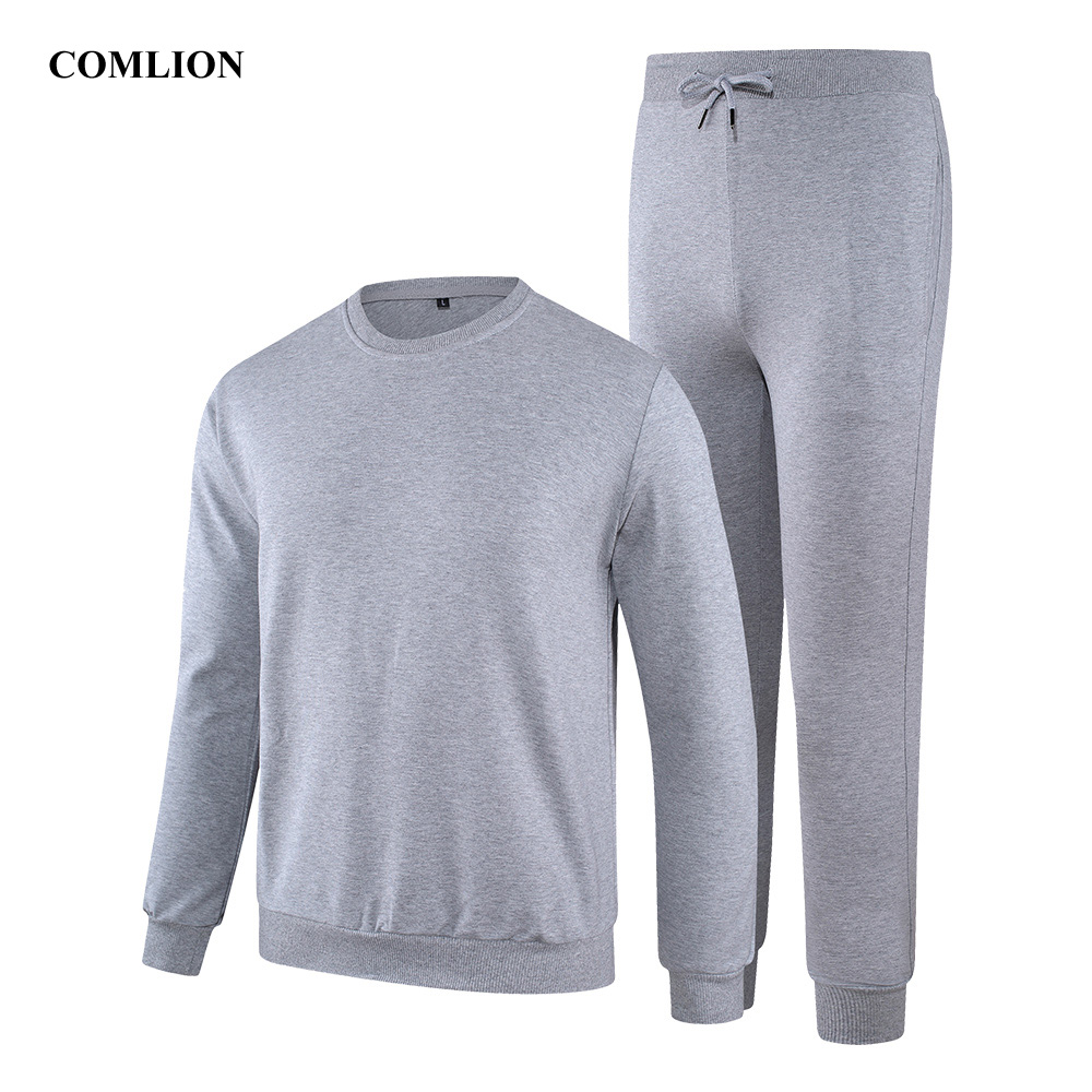 

2018 Gyms New Tracksuit Men Pants Sets Fashion Outfits Pullover Tops Knit Drawstring Pants Sets Gray Casual Two-Pieces Suit, Black