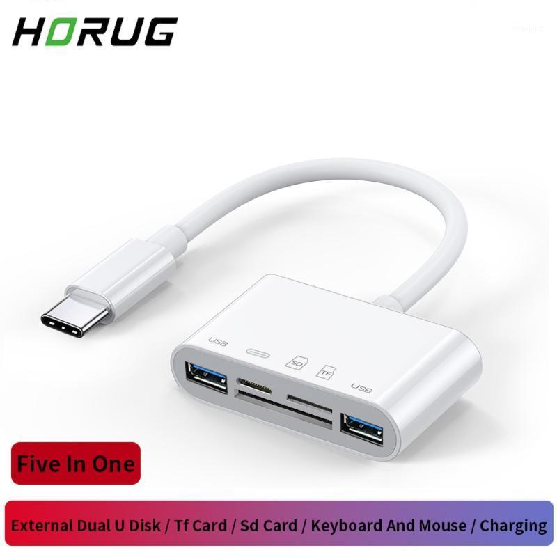 

5 In 1 USB 3.0 Type C Adapter For TF SD Card Keyboard Mouse Charging For Mobile Phone Tablet Computer Flash Disk Drop Shipping1