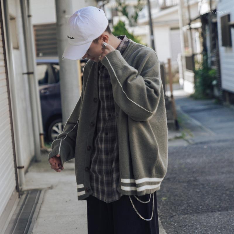 

Korean Style Man Sweaters Casual Loose Cardigan Winter Knitted Harajuku Long Sleeve Man Sweaters Pull Hiver Men' Clothing DB60M1, Black