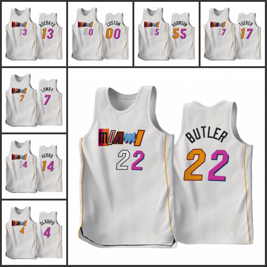 

Men 2022-23 Miami Heat''Duncan RobinsonJimmy Butler Tyler Herro Bam Adebayo Kyle Lowry Victor Oladipo Custom City White Edition Jersey, Black