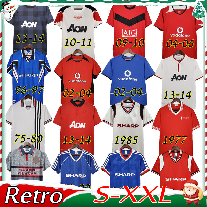 

Retro United 2004 02 Soccer jersey MAN football Giggs SCHOLES Beckham CANTONA Solskjaer 09 10 11 13 14 2010 1975 1980 85 86 88 90 final 94 96 95 97 1977 85 champion