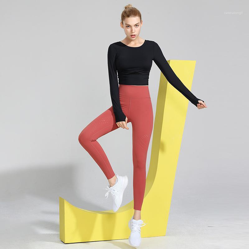 

Yoga Set Clothing Women' Suit Sports Long-sleeved Tights High Waist Hip-lifting Fitness Pants Two-piece Suit1, Purple sky blue