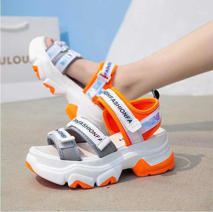

Platform Sandals Women Fashion 6cm High Heel Wedges Chunky Sandal Beach Sports Casual Shoes Woman 2020 Summer1, Green