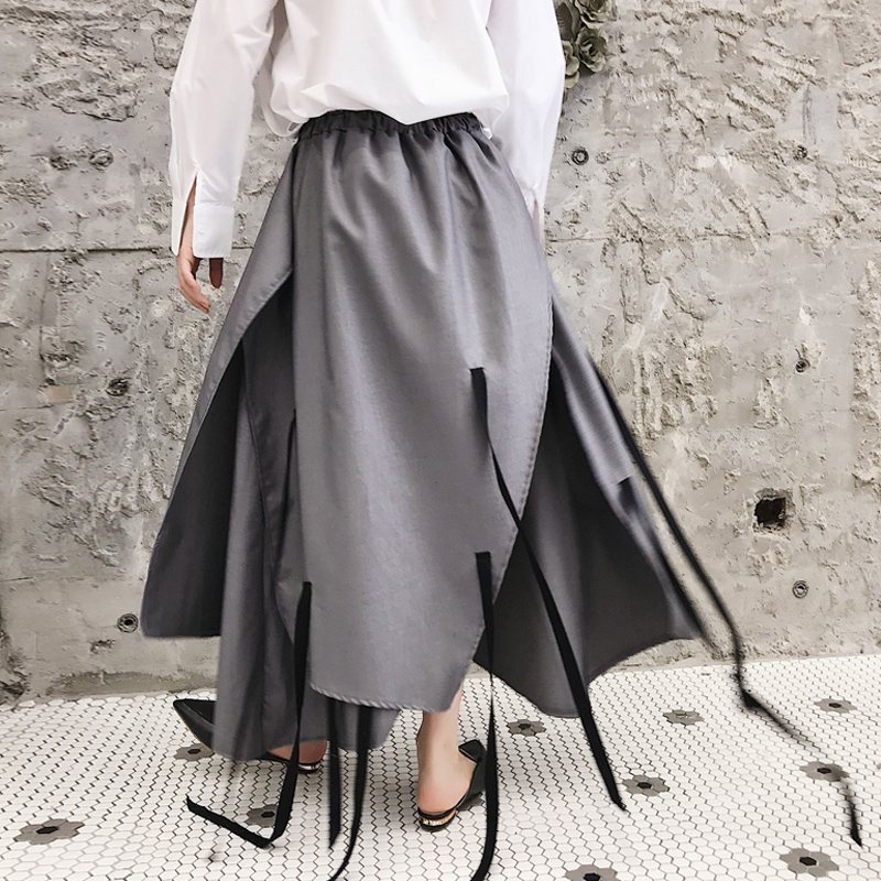 

2021 Men Irregular Autumn Design Loose Ribbons Skirt Hip Hop Pants Street Style Gothic Men's Hiphop Stylings Stage Fashion Racers 77hh, Black