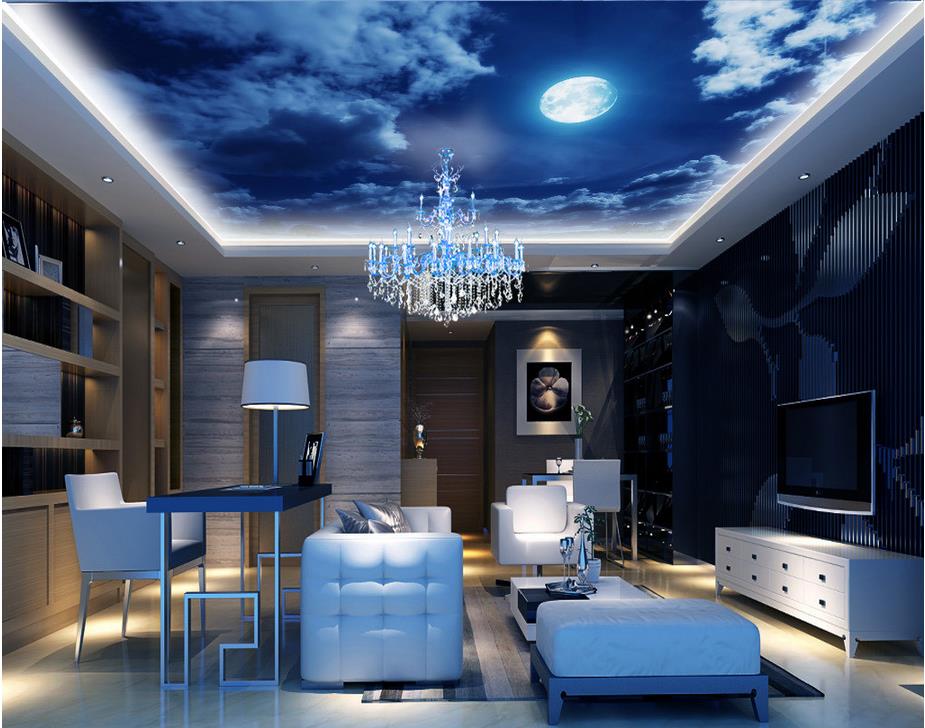 

Custom 3d ceilings 3d murals wallpaper for living room Living Room Ceiling Mural sky ceiling wallpaper, Blue