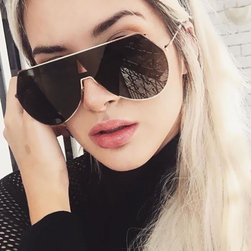 

2020 New Luxury Hipster Fashion Sunglasses Women Pilot Brand Designer Flat Top Lady Female unique Sun glasses Metal Frame Big
