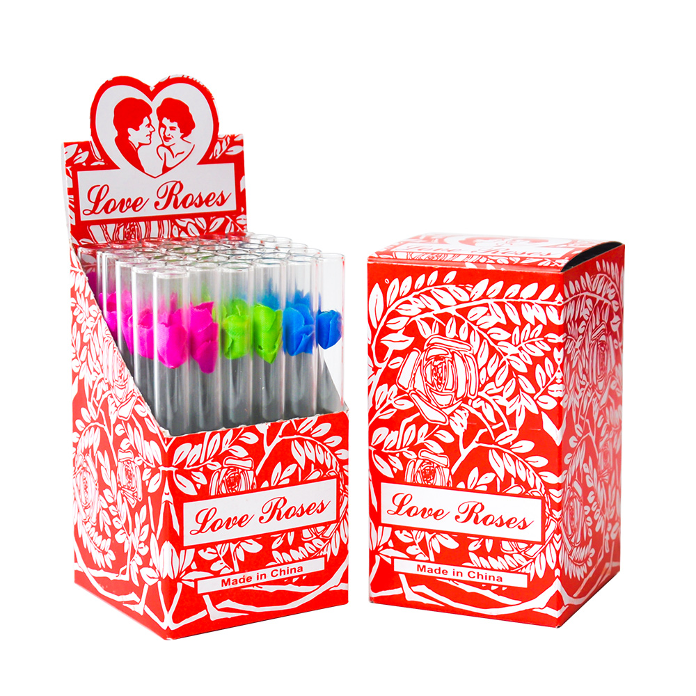 

Glass Love Rose With Plastic Flower Inside smoking pipes 36pcs in one box tobacco pipe