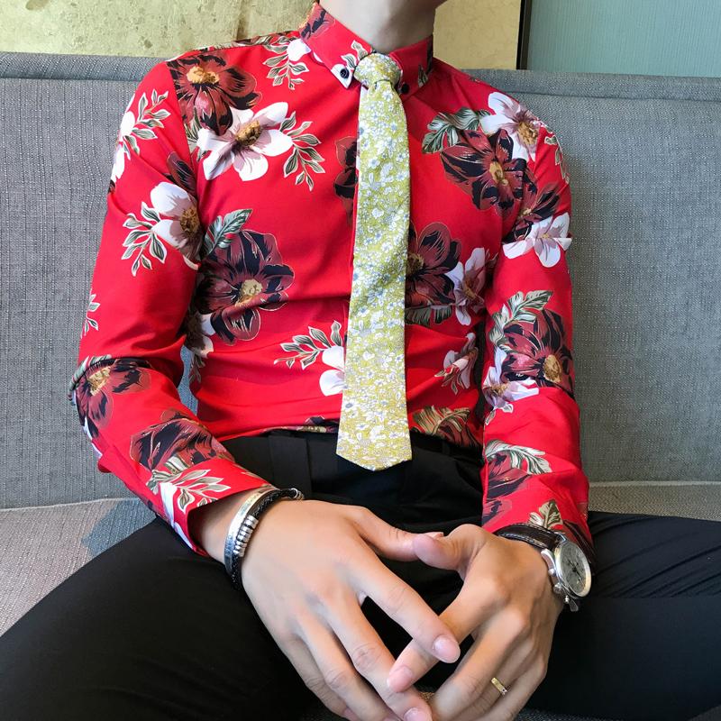 

Classic Men Red Shirts Asian Size XXL XXXL Slim Fit Men Shirt Fashion Business Wedding Dress Shirt Long Sleeve Tops