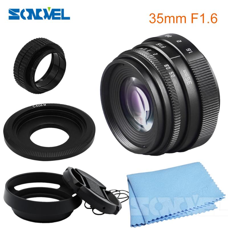 

35mm F1.6 CCTV Lens C Mount Camera Lens +Lens Hood kit For Canon EOS M M1 M2 M3 M5 M6 M10 EF-M Mirrorless Camera