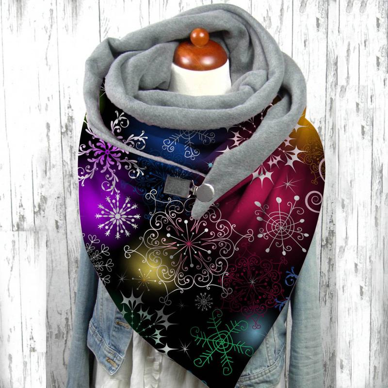 

Fashion Winter Women Christmas Print Button Soft Wrap Casual Warm Scarves Shawls