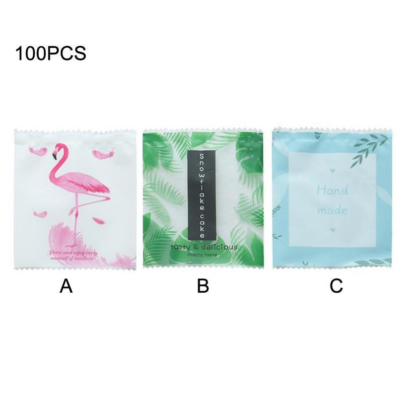 

100PCS 7*9cm Christmas Flamingo Handmade Nougat Bag Snowflake Crisp Translucent Packing Bag Cookie Fudge Candy Gift Sealing