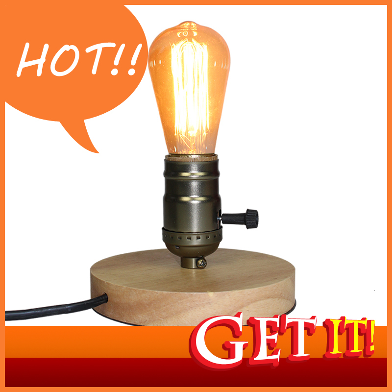 

2021 New Wooden Aluminum Table Retro Loft Desk Edison Bulb 110v/220v Night Light Office Bedroom/living Room/cafe Lam 9lf5