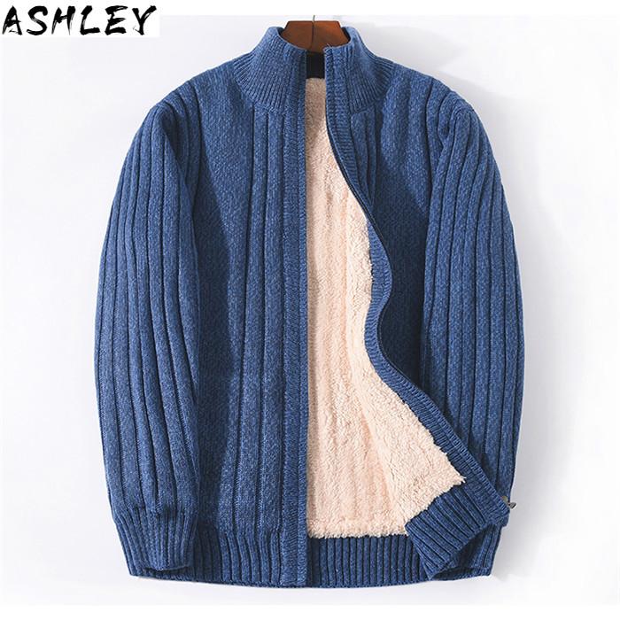 

Size M-6XL Plus 7XL Lamb Cashmere Winter Men Sweaters Cardigans Black Cotton Polyester Thicken Warm Cardigan Male 2020, 203 2 denim blue