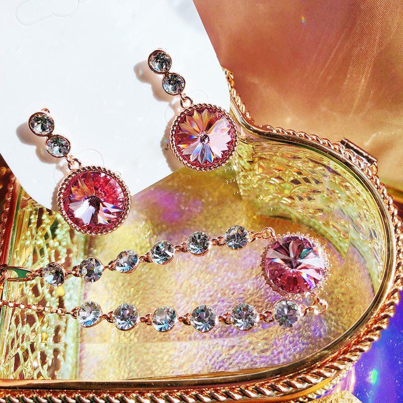 

Korean New Round Elegant Crystal Pendant Drop Earrings For Women Students Fashion Brincos Cute Gift Jewelry