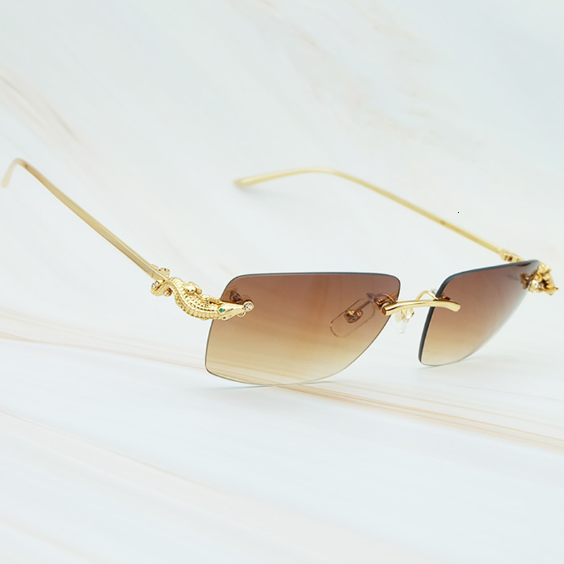

2021 New Luxury Sunglasses Carter Crocodilian Style Limited Sun Glass Graceful Mens Eyewear Exquisite Metal Gold Party Sunglass for Women Wh