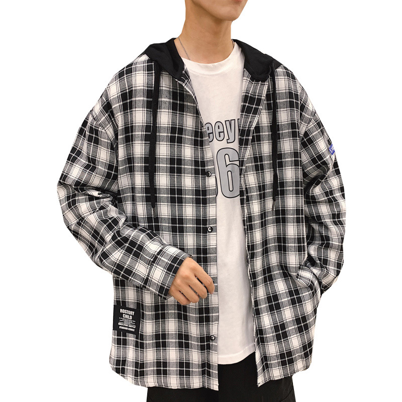 

2021 The New Men's Fashionable Long-sleeve Plaid High Quality Cotton Shirt Snug Breathable Male Tops Black 5xl M47q, White