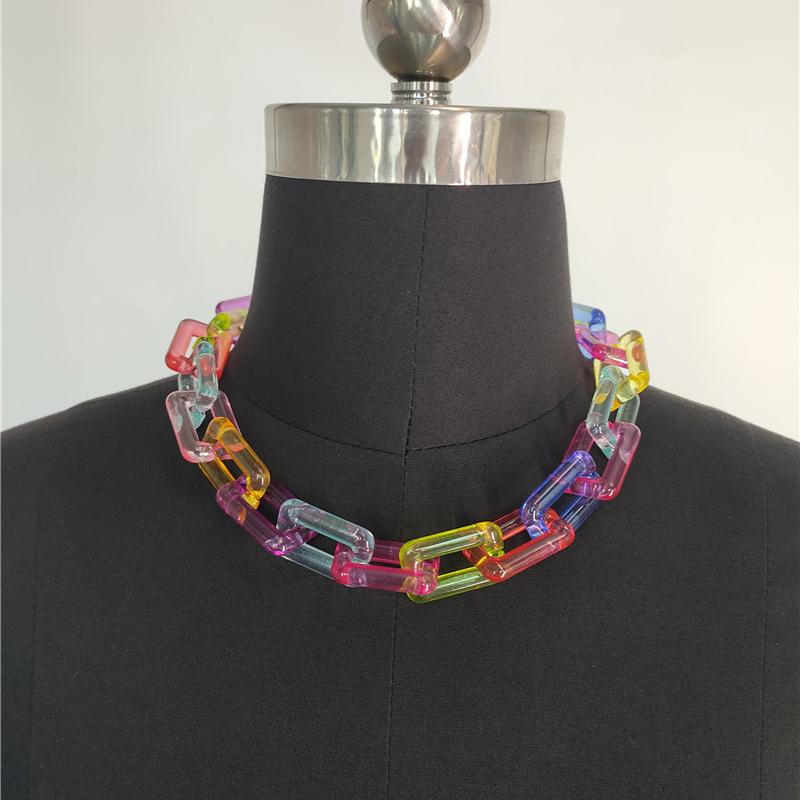 

NIUYITONG Simple Colorful Necklace For Women Punk Rock Gothic Chunky Chain Choker Vintage Collier Femme Fashion Jewelry