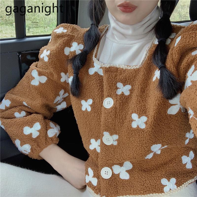 

Gaganight New Fashion Women Jacket Spring Autumn Flower Crop Coat Outwear Tops Single Breasted Chic Korean Jackets Ropa Mujers, Khaki